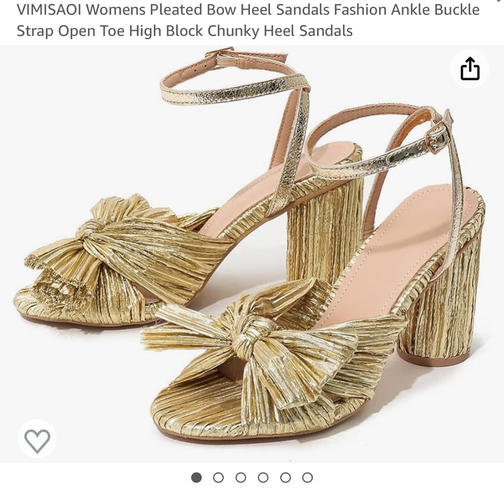 Pleated Bow Heel Sandals  Ankle  Strap Open Toe High Block Chunky Heel Sandals